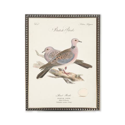 Turtle Doves in Silver-Beaded Frame