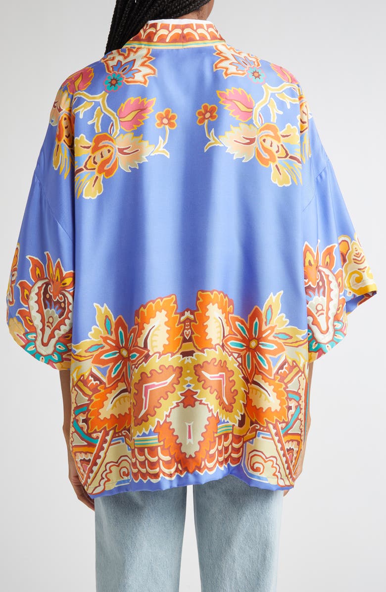 Etro Paisley Print Open Front Silk Twill Jacket, Alternate, color, Printed Azure Base