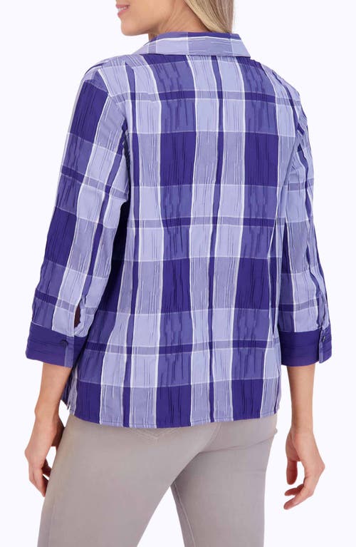 Shop Foxcroft Sophia Plaid Tunic Top In Blue Iris