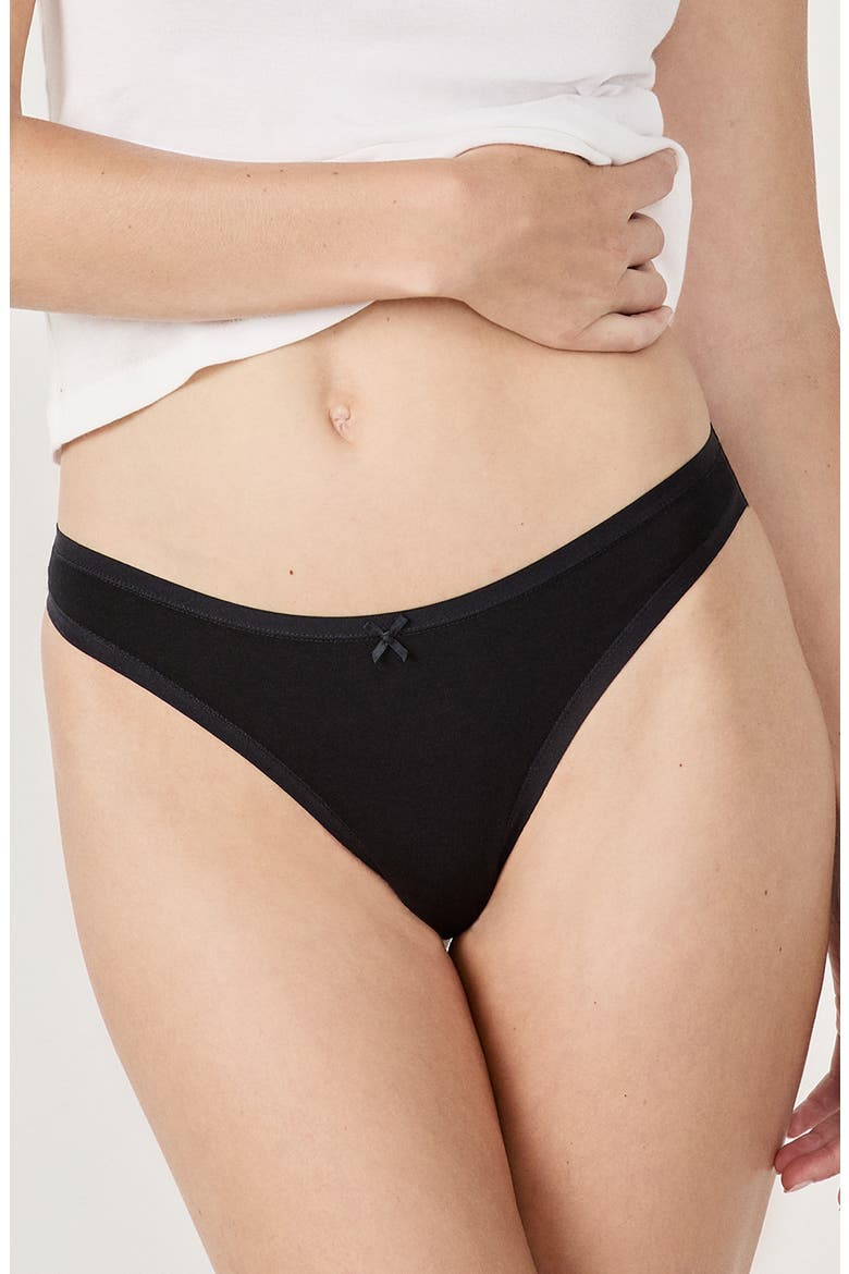 Jack 3-Pack Cotton Thongs, Alternate, color, BLACK