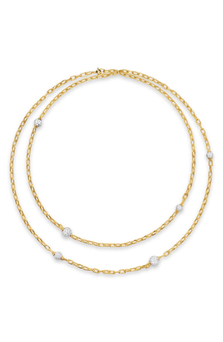 David Yurman DY Madison<sup>®</sup> Pavé<sup>©</sup> Bead Station Necklace in 18K Yellow Gold with Diamonds, 3mm, Alternate, color, Diamond