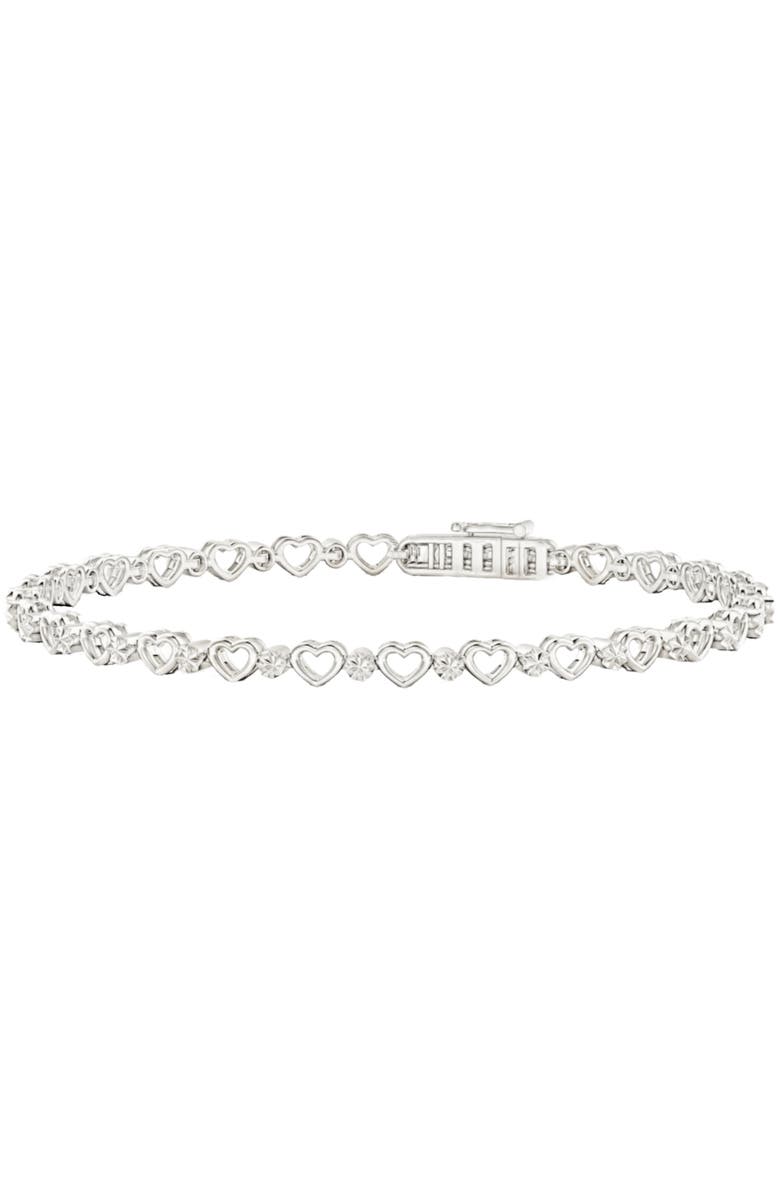 Donatello Gian Diamond Cut And Hearts Bracelet, Main, color, Silver