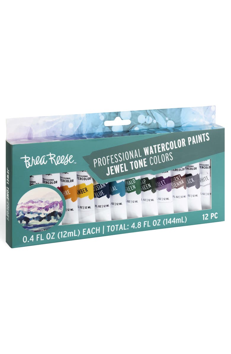 Brea Reese Professional Watercolor Paint Set 12 Tubes, Alternate, color, Multicolored