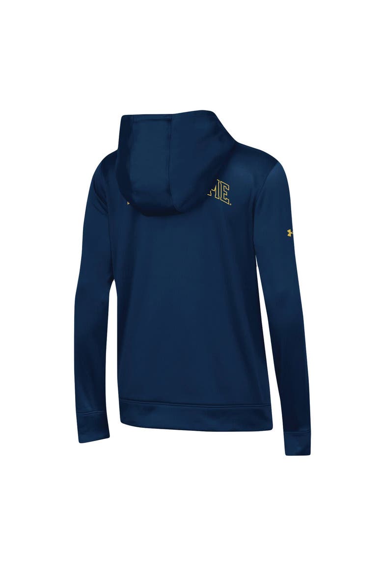 Women's Under Armour Navy Notre Dame Fighting Irish 2023 Sideline Performance Pullover Hoodie, Alternate, color, Navy