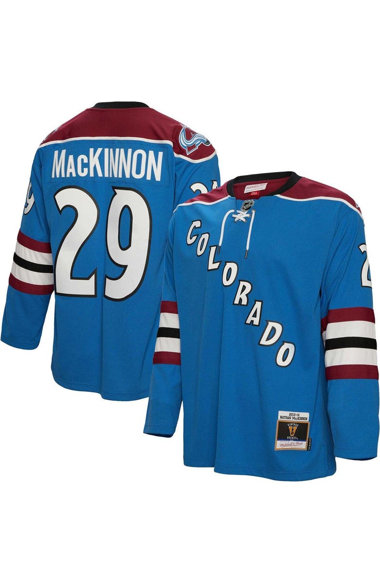 Mitchell & Ness Men's Mitchell & Ness Nathan MacKinnon Blue Colorado Avalanche  2013/14 Blue Line Player Jersey, Main, color, 
