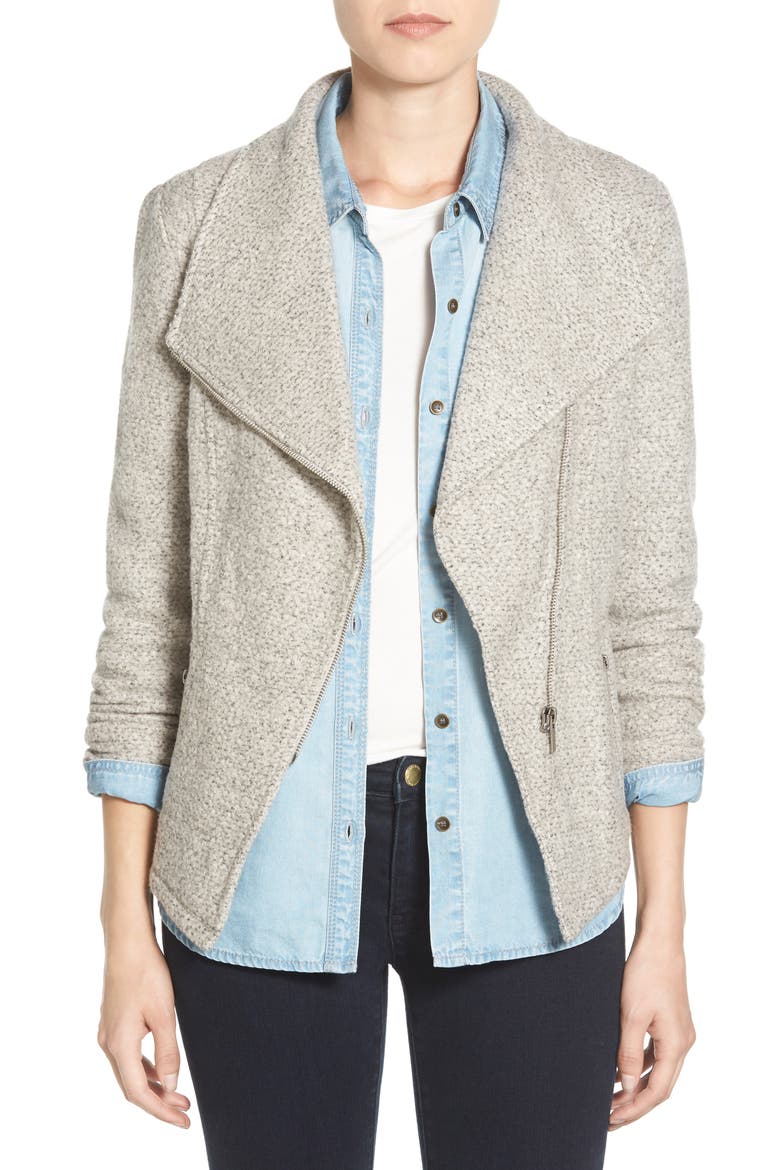 Knit Moto Jacket, Main, color, HEATHER GREY