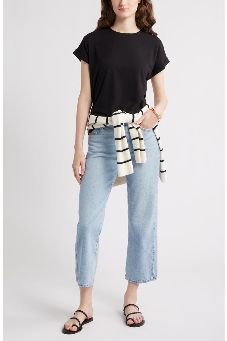 Cuff Sleeve T-Shirt, Alternate, color, BLACK