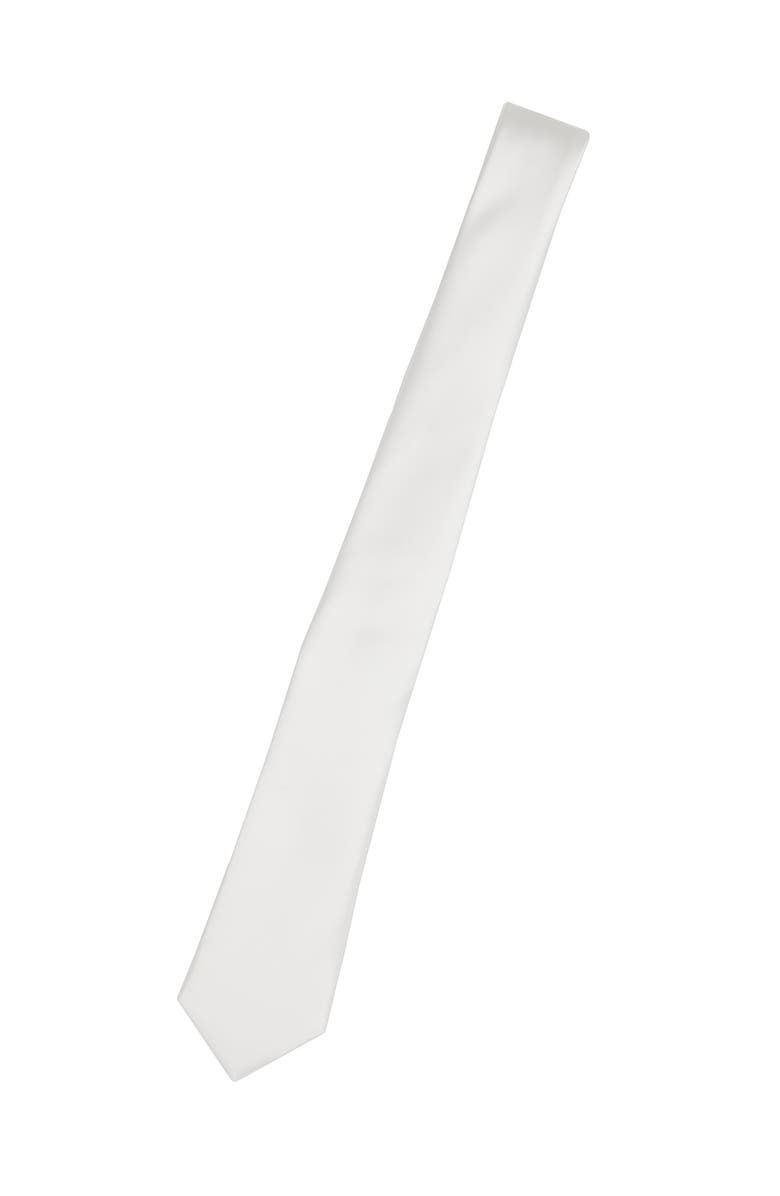 Brooklyn Brigade Men's Solid Satin X-Long Tie, Alternate, color, White