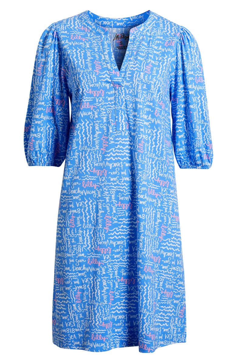 Lilly Pulitzer<sup>®</sup> Colson Puff Sleeve Cotton Shift Dress, Alternate, color, Sun Washed Blue