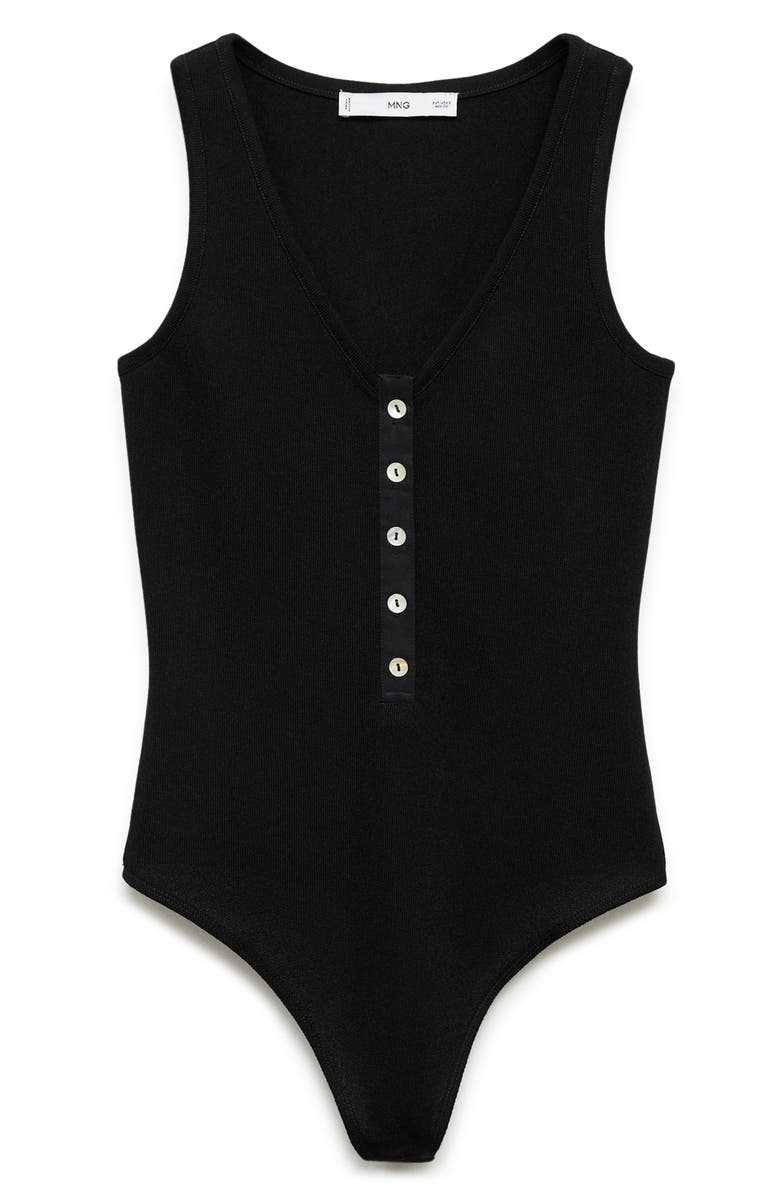 MANGO Button Front Tank Bodysuit, Alternate, color,