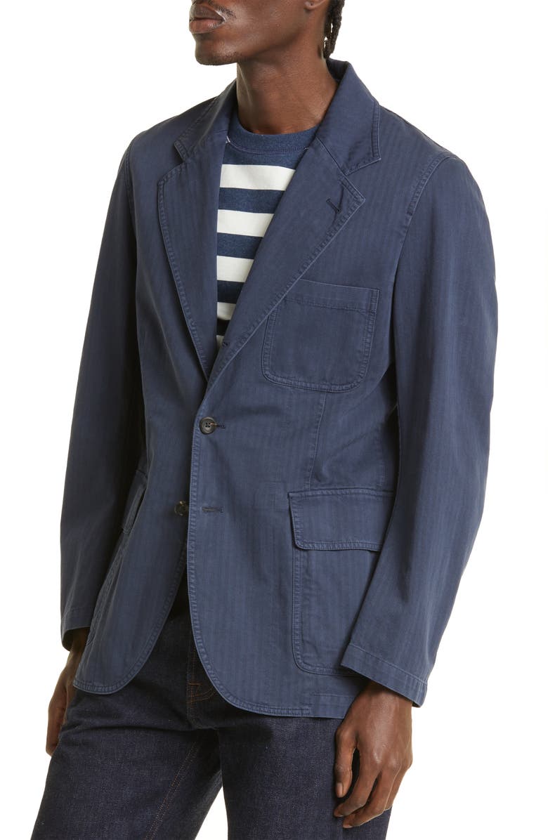 Drake's Games Herringbone Cotton Blazer, Alternate, color, 