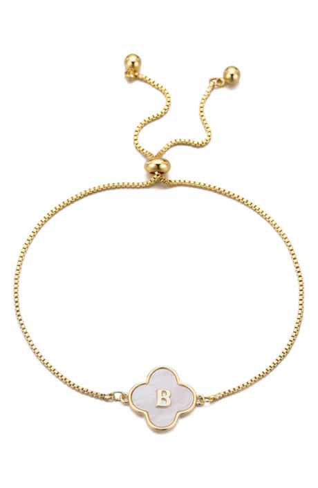 Mother of Pearl Initial Clover Bracelet