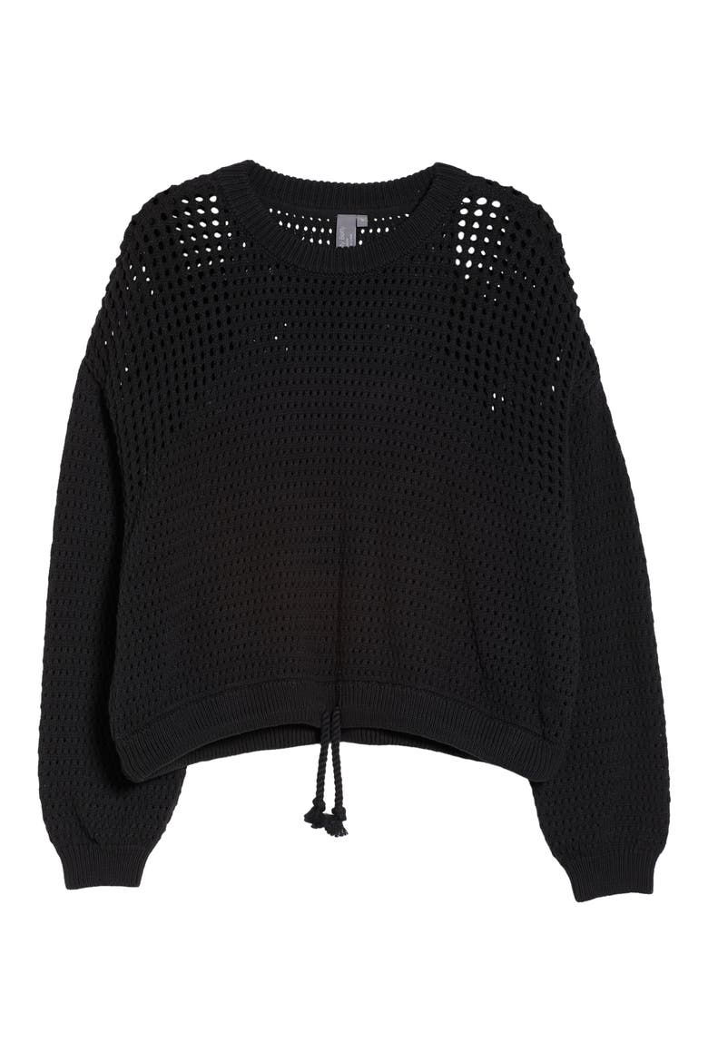Tides Open Stitch Pullover, Alternate, color, BLACK