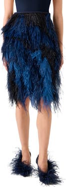 Akris Feather Front Wool Blend Pencil Skirt