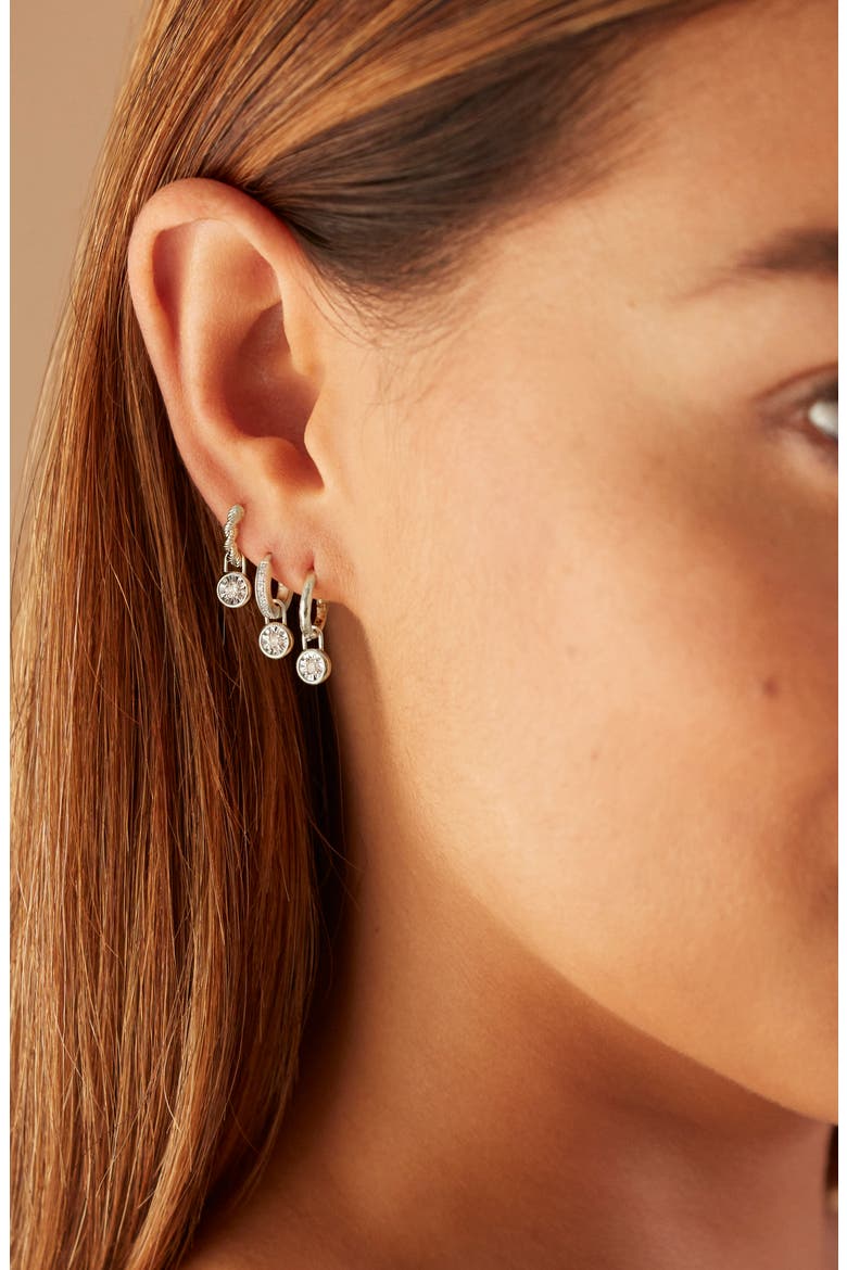 Diamond Essential Huggie Earrings, Alternate, color, SILVER