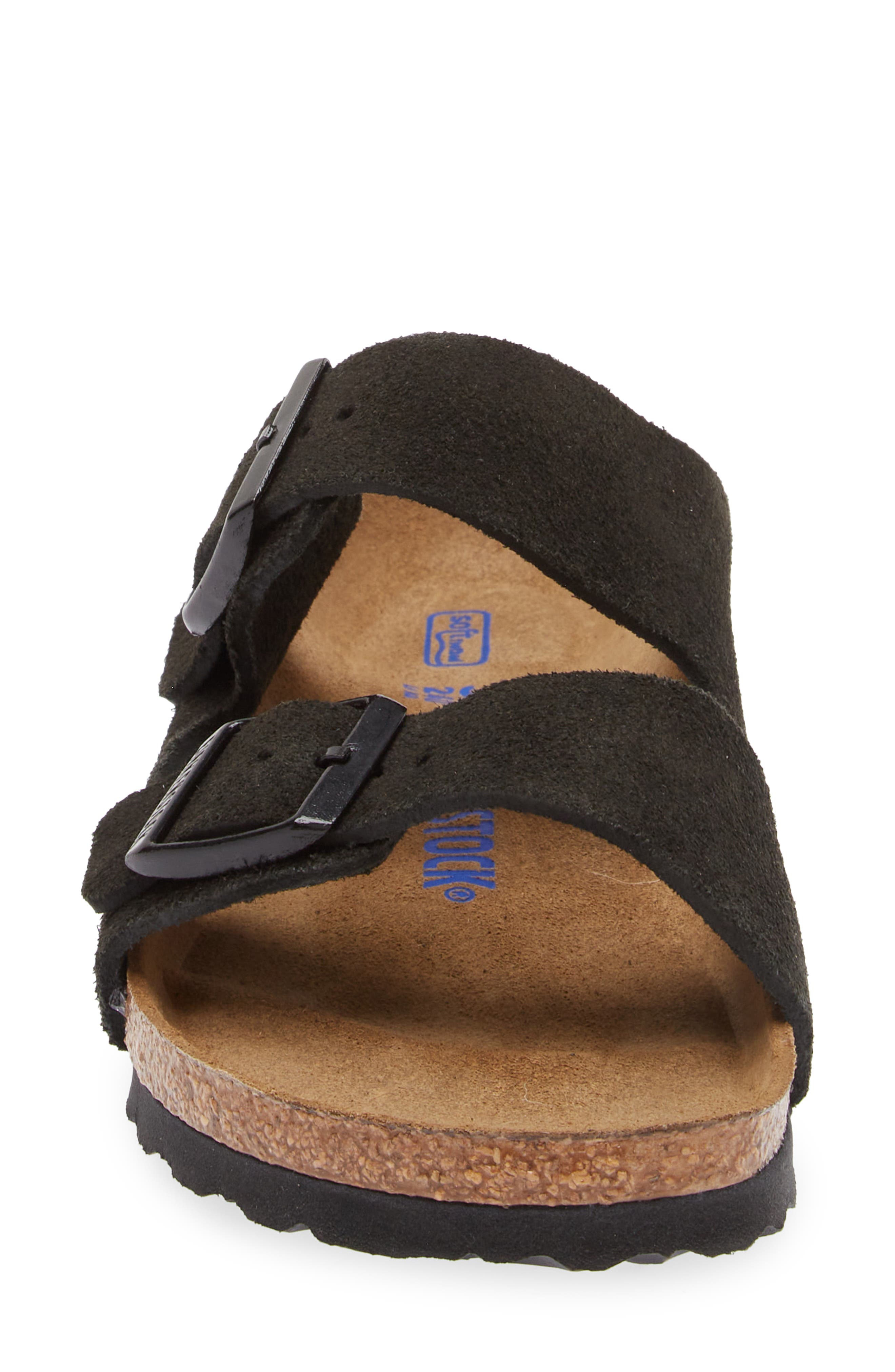 Birkenstock Arizona Soft Footbed Slide Sandal, Alternate, color, Black Suede