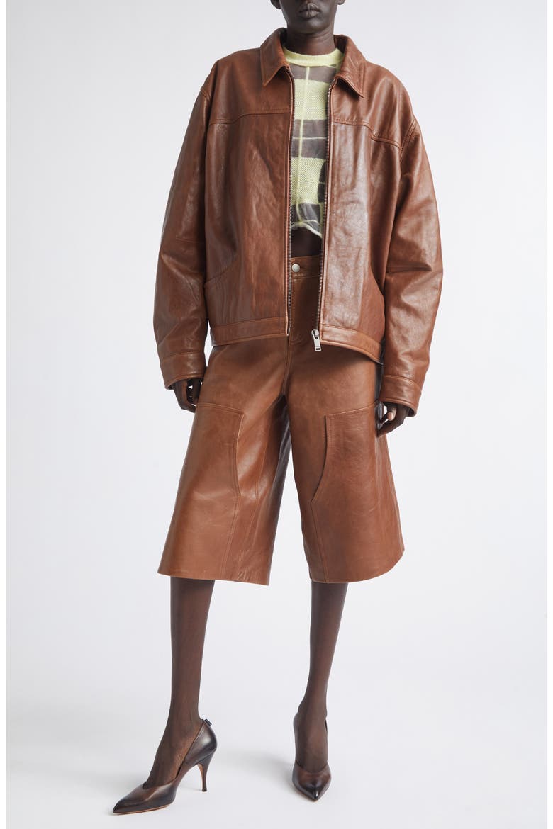Legacy Leather Bermuda Shorts, Alternate, color, TAN