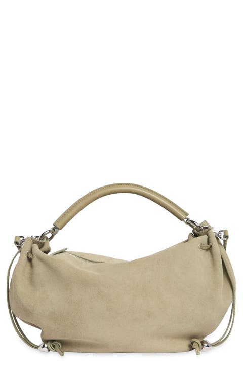 The Camren Gathered Suede Shoulder Bag
