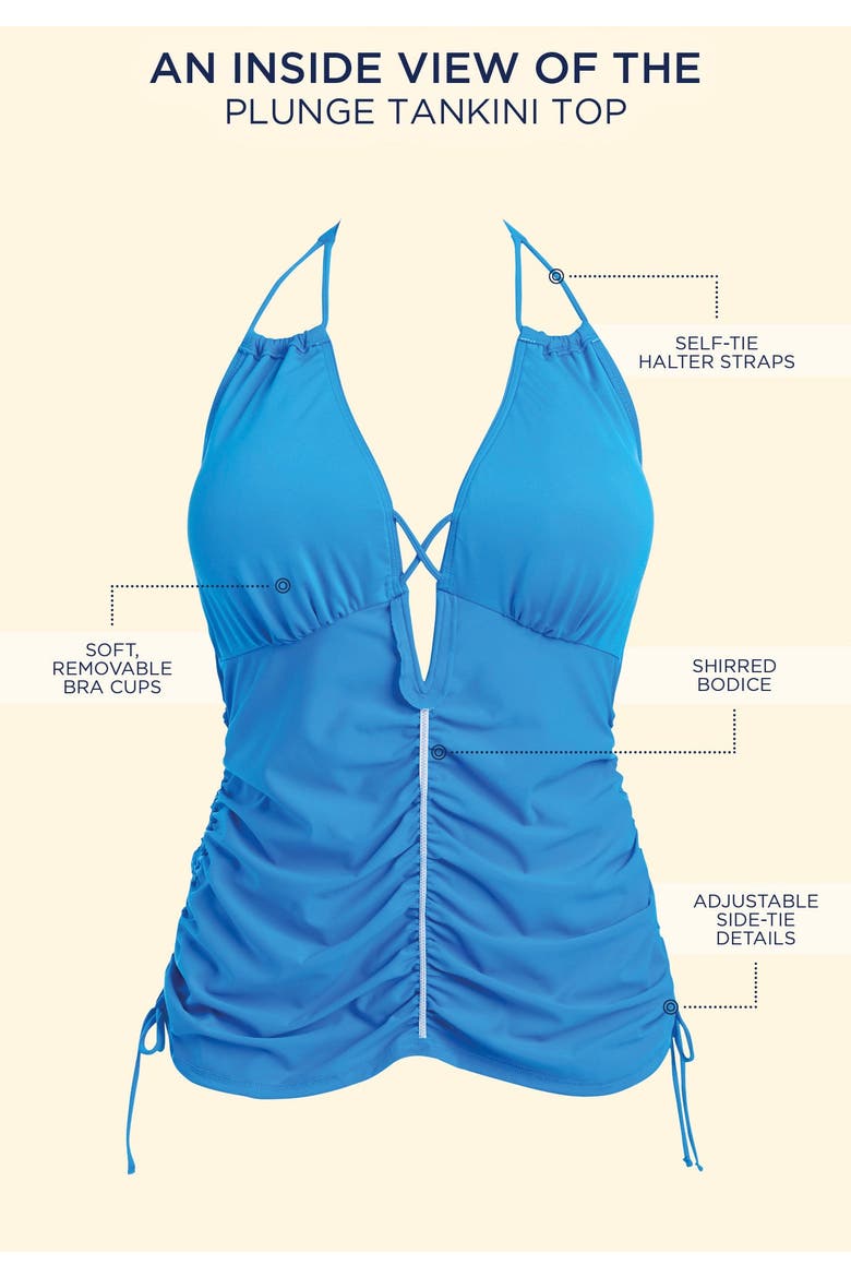Plunge Tankini Top, Alternate, color, Teal Snake Print