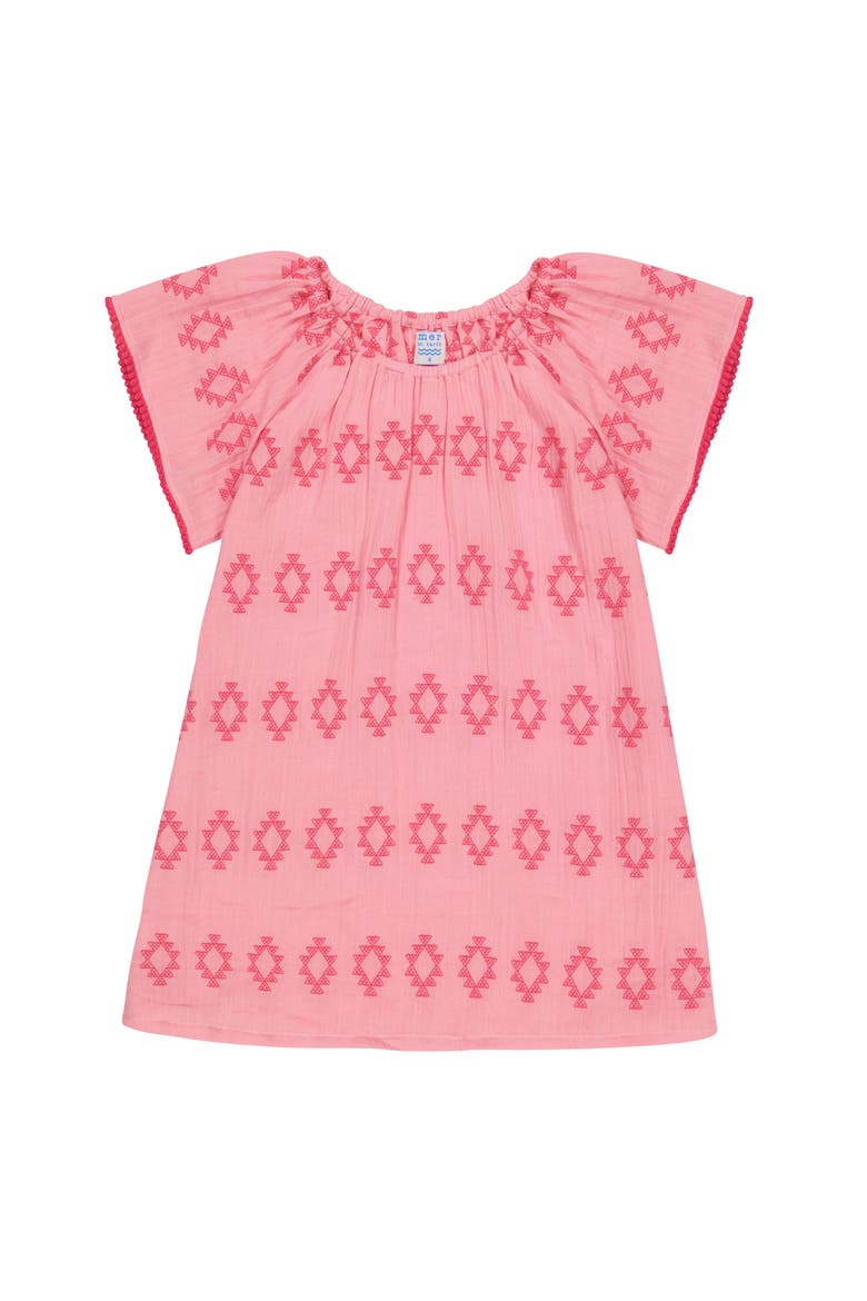 Mini Capucine Girl's Caftan Rose Embroidery, Main, color, Pink