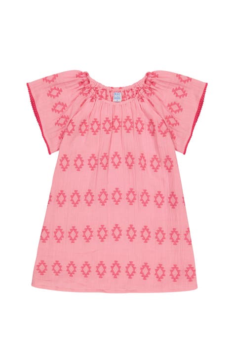 Mini Capucine Girl's Caftan Rose Embroidery