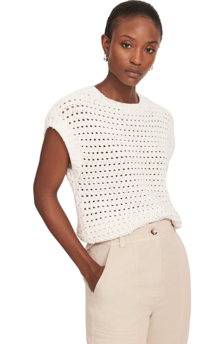 MINT VELVET Sequin Cotton Top, Alternate, color, Ivory