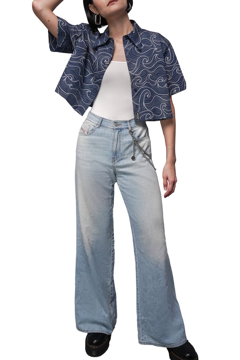 The Essential Cropped Button Up, Alternate, color, WAVES NAVY/WHITE