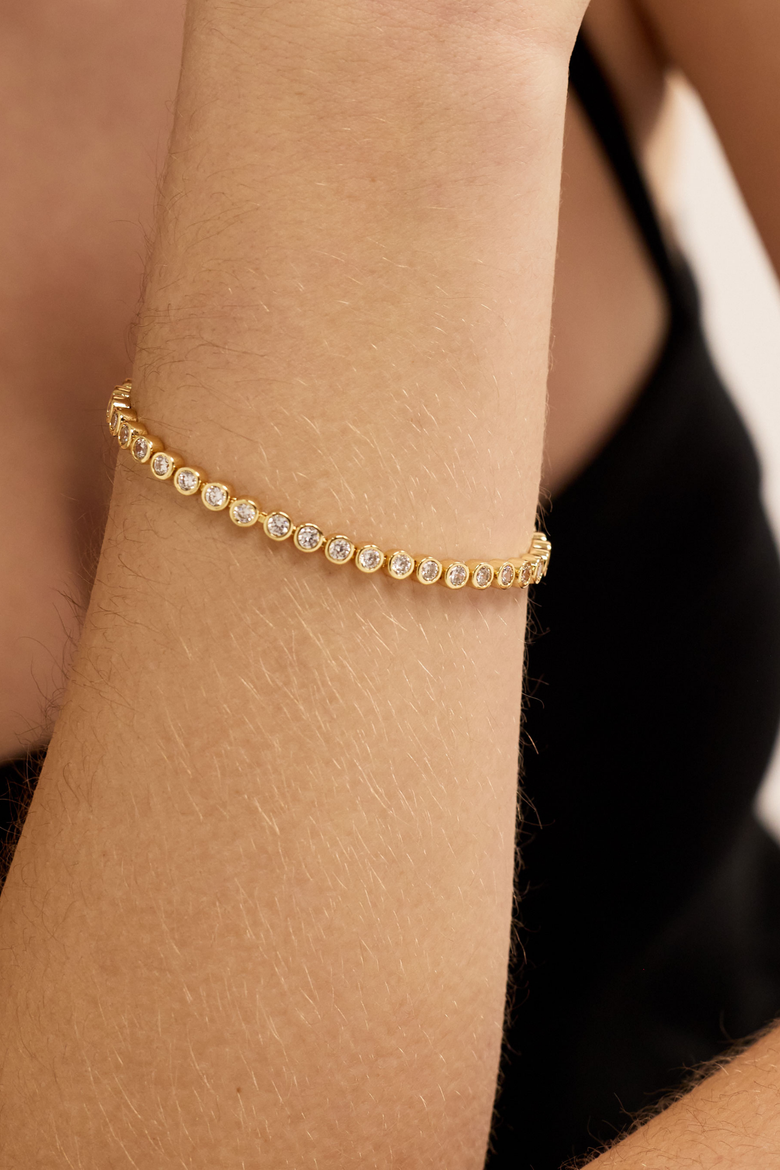 Jewel Bezel Tennis Bracelet - Silver, Alternate, color, Gold