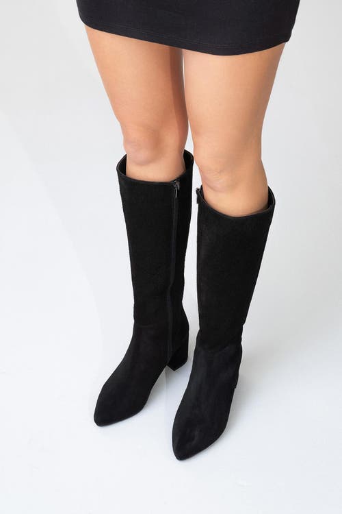 Forever & Always Shoes Sejas Leather Block Heel Knee-high Boot In Black