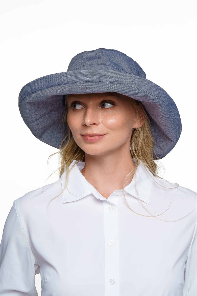 Women's Sydney Kettle Brim Hat, UPF 50+ Sun Protection, Main, color, Denim Blue Chambray