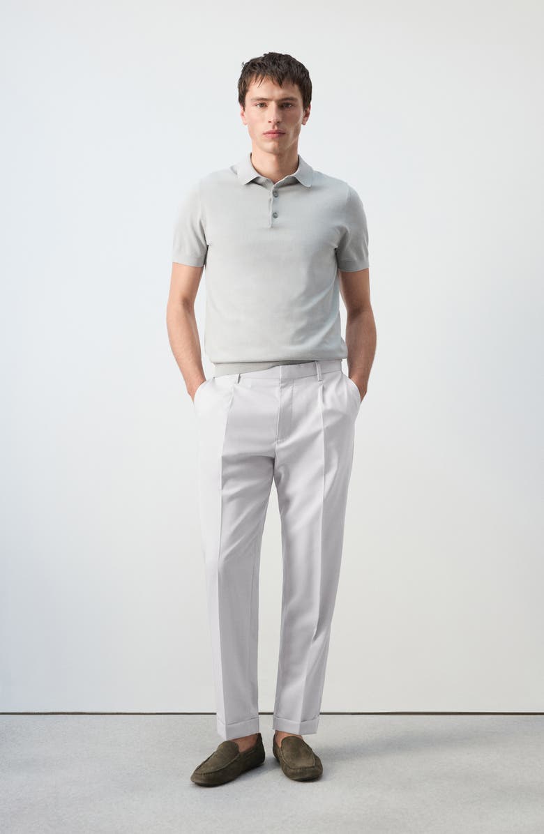 MANGO Fine Knit Cotton Polo, Alternate, color, Ice Grey