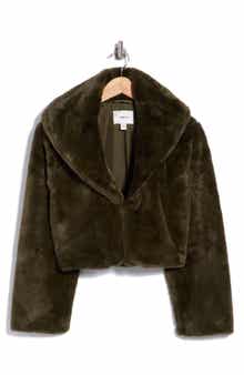 Wide Collar Faux Fur Jacket