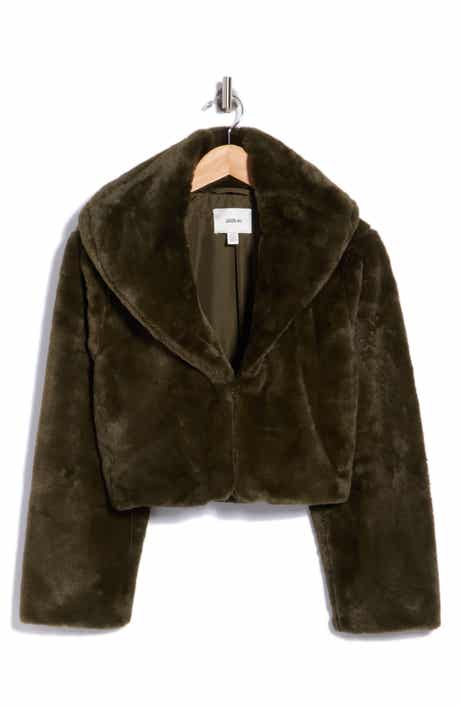 Wide Collar Faux Fur Jacket