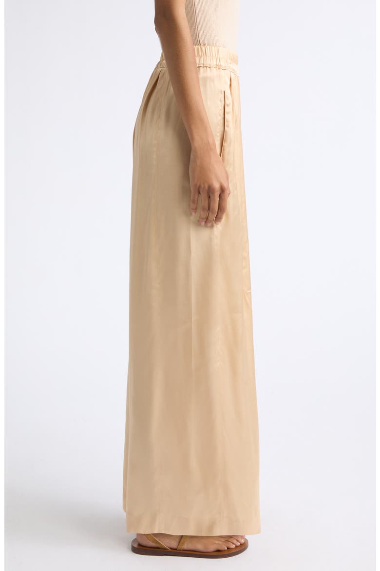 Nolia Gathered Satin Wide Leg Pants, Alternate, color, BEIGE