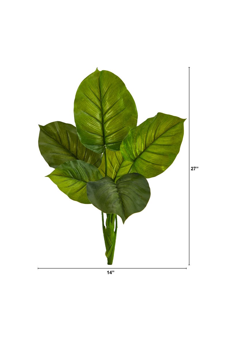 27-in Large Philodendron Leaf Artificial Bush Plant, Alternate, color, Green