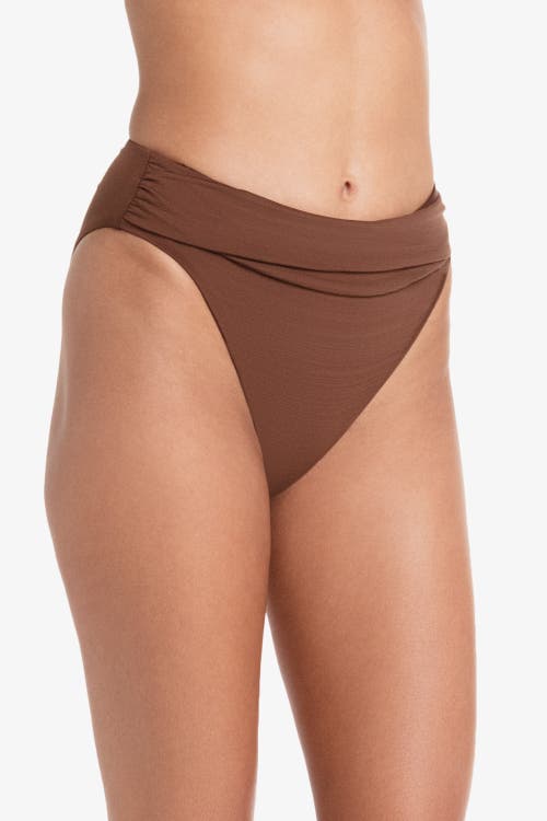 Helen Jon Shirred Bottom In Textured Chocolate Brown