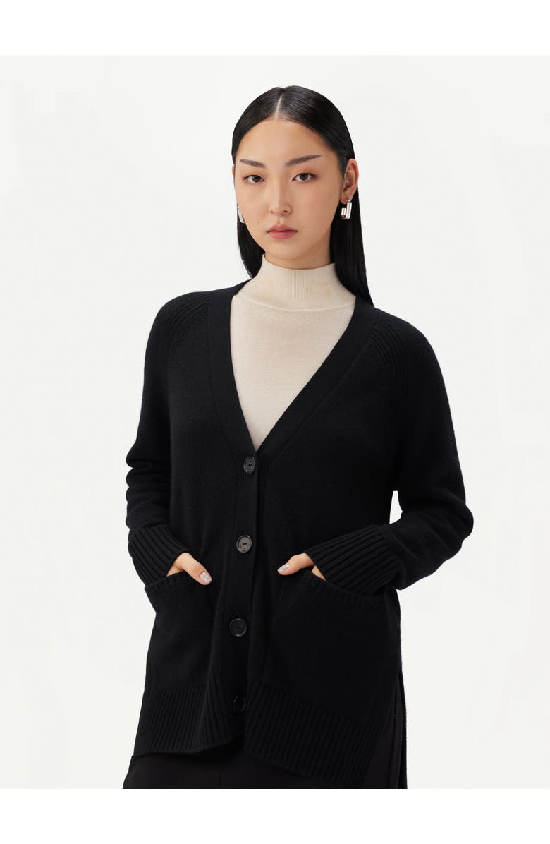 GOBI Mongolian Cashmere Relaxed-Fit Cashmere Cardigan, Alternate, color, Black