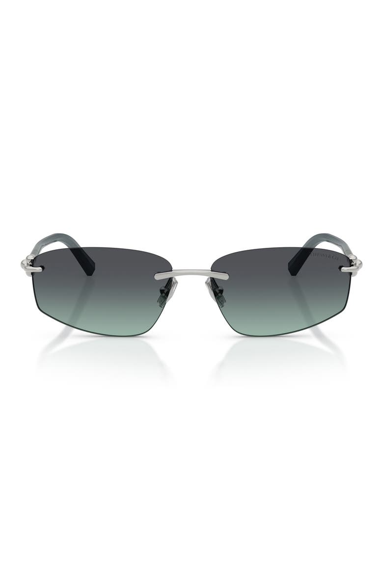 59mm Irregular Rectangular Sunglasses, Main, color, SILVER / AZURE GRADIENT GREY