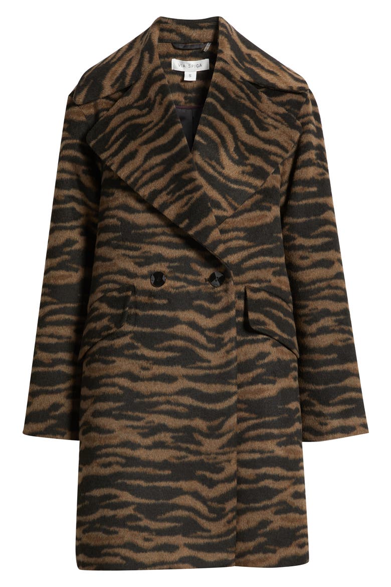 Zebra Print Long Coat, Alternate, color, BLACK TAUPE ZEBRA
