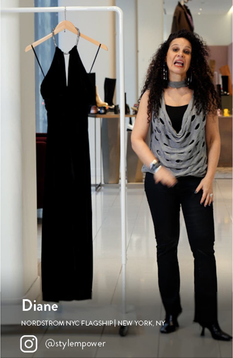 Josette Beaded Halter Neck Velvet Dress, sales video thumbnail