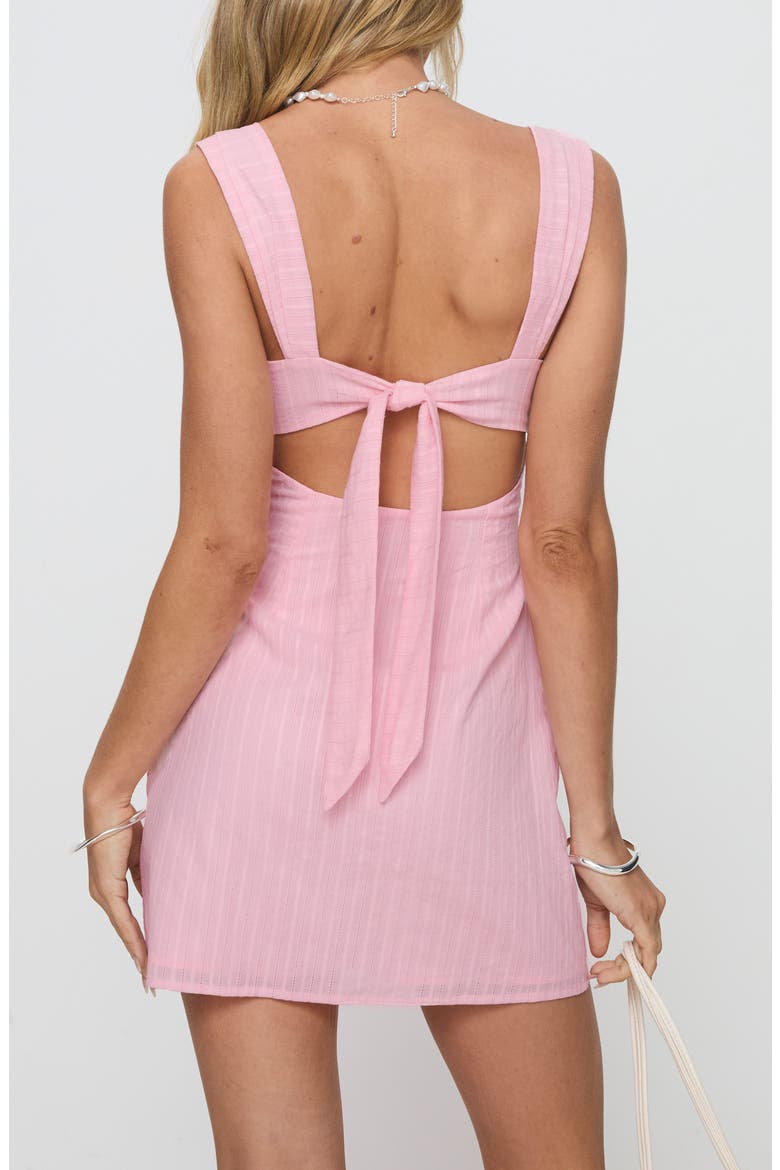 Anyone But You Tie Back Sleeveless Cotton Minidress, Alternate, color, PINK