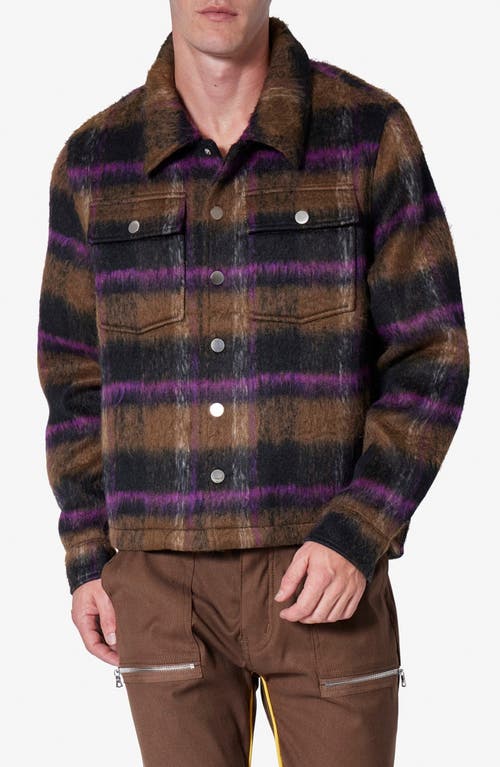 Mnml Textured Stripe Shirt Jacket In Brown