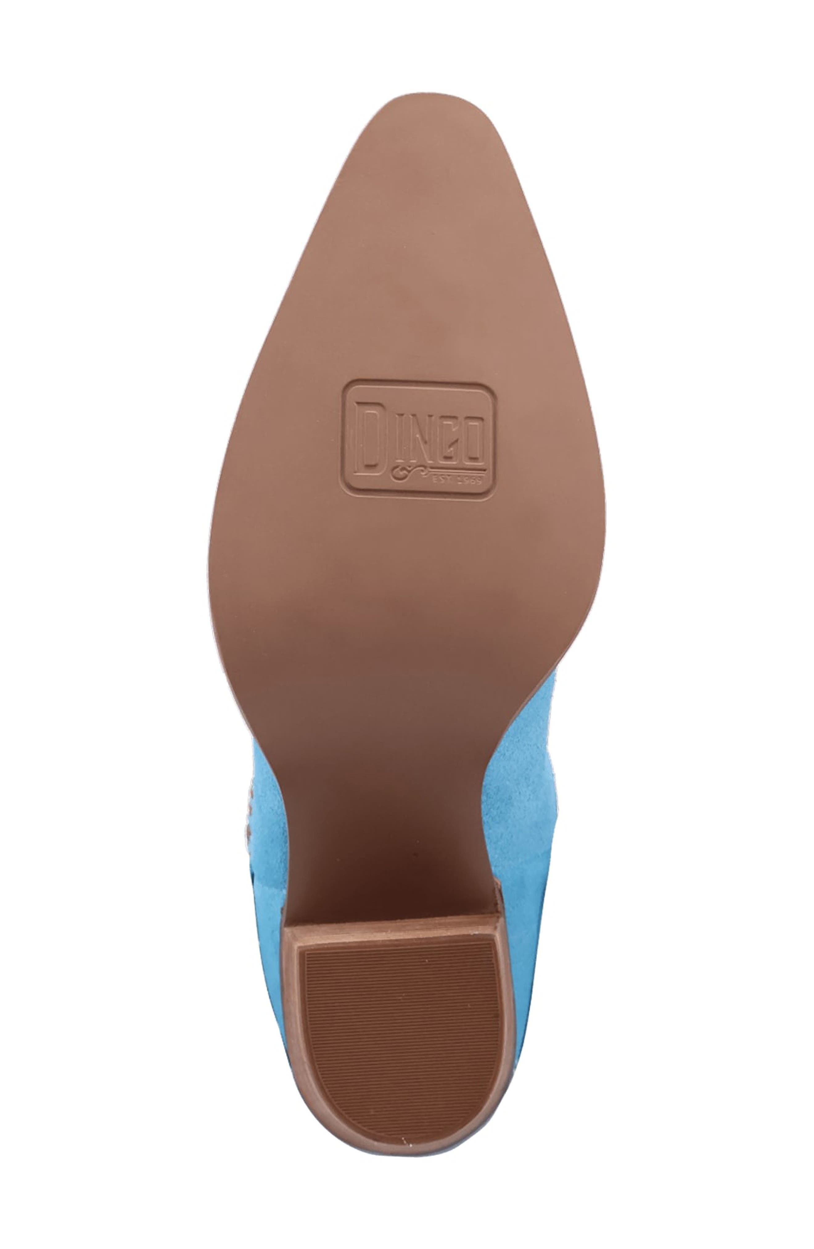 Star Power Fringe & Stud Western Boot, Alternate, color, BLUE