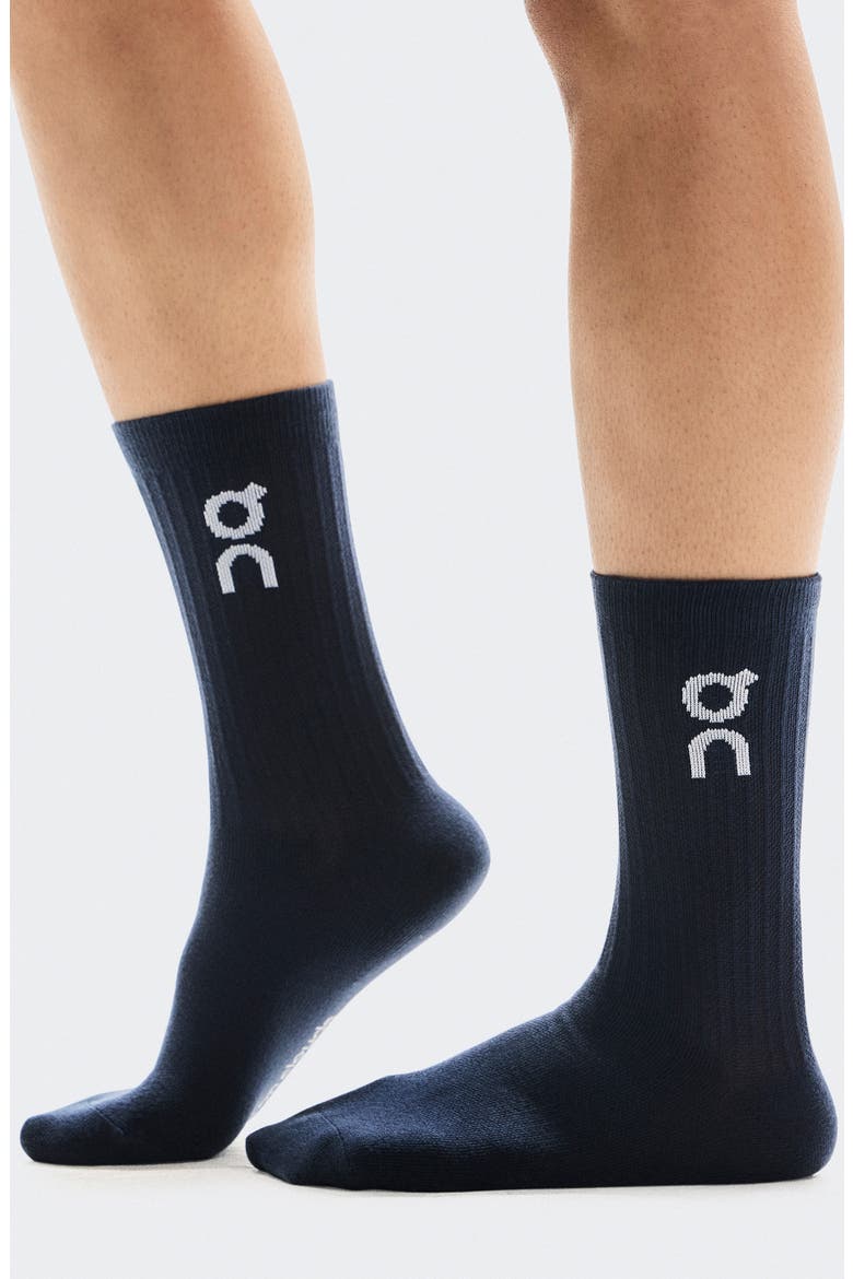 Logo Organic Cotton Crew Socks, Alternate, color, NAVY