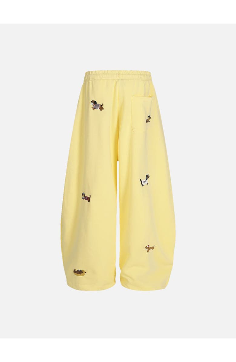 AELFRIC EDEN Embroidery Dog Baggy Barrel Sweatpants, Alternate, color, Yellow