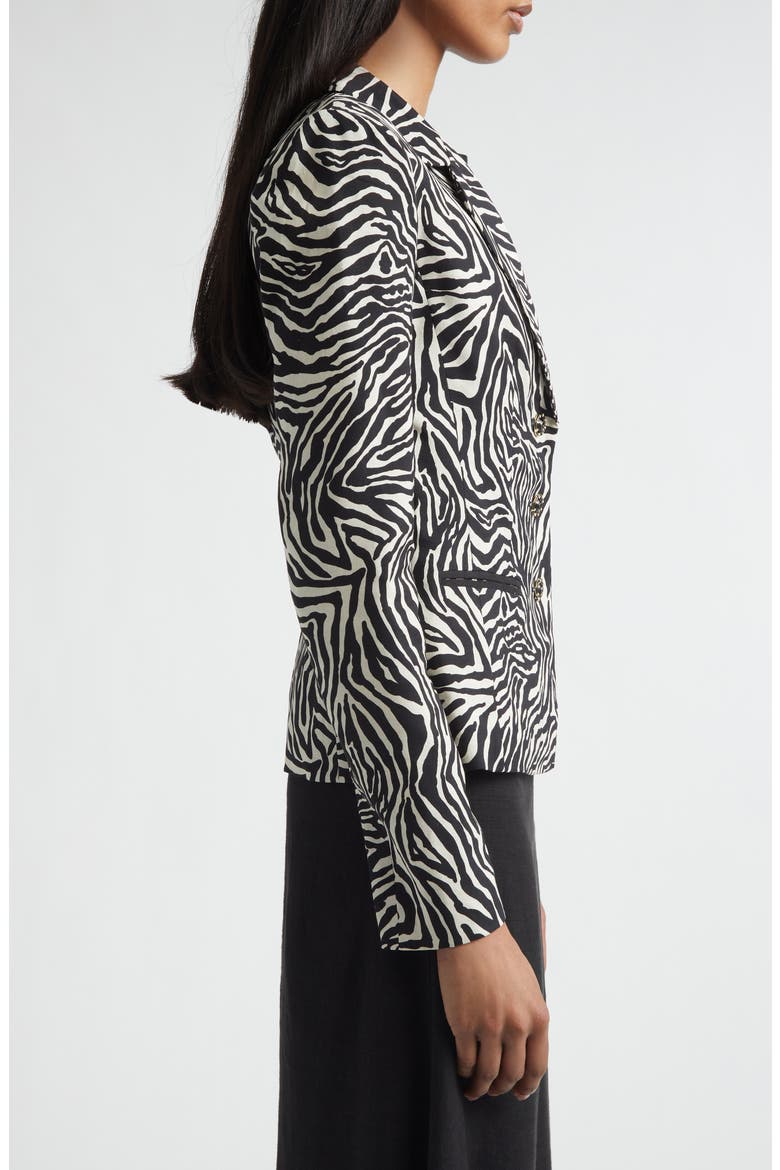 Ernestine Zebra Print Blazer, Alternate, color, BLACK/ LINEN