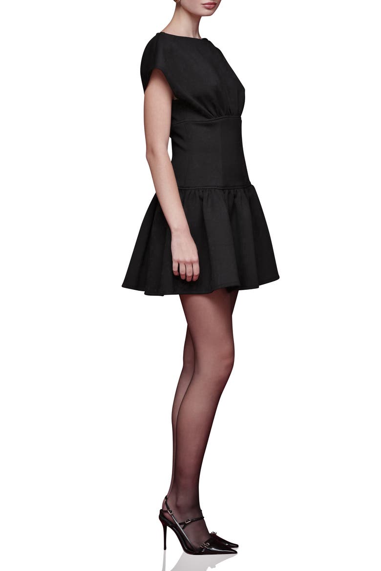 Bateau Neck Stretch Minidress, Alternate, color, BLACK
