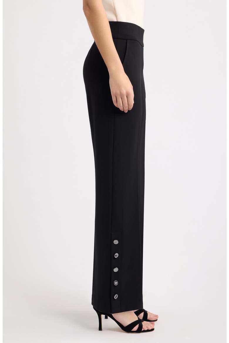 High Waist Rivet Hem Wide Leg Pants, Alternate, color, ANNE BLACK