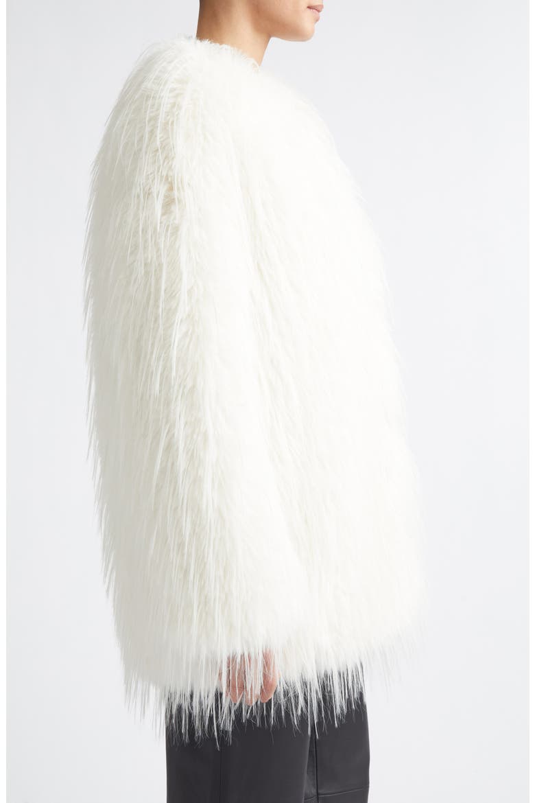 Rowe Collarless Faux Fur Short Coat, Alternate, color, IVORY