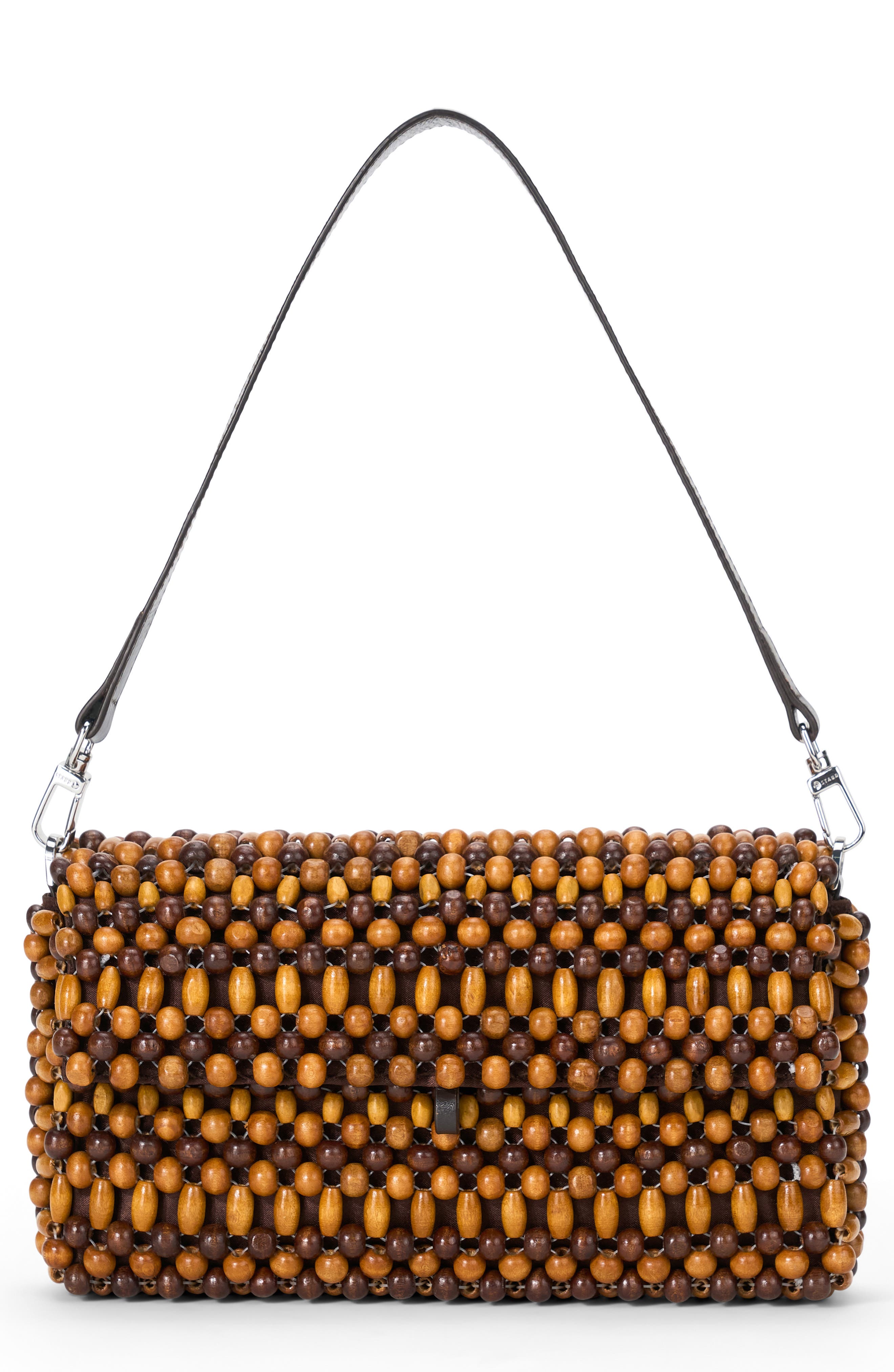 STAUD Timmy Beaded Shoulder Bag, Main, color, Wood Beads